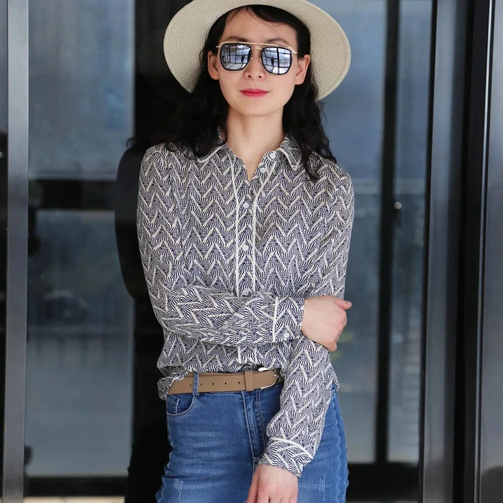 High Quality Ladies 100% Silk Shirt Stand Blouse Elegant Temperament Office Shirt For Women