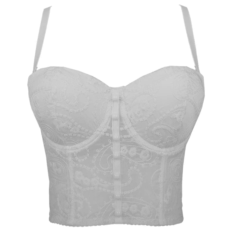 High Quality Ladies Floral embroidered corset tops,Soft and supple a Slim-fit corset for women