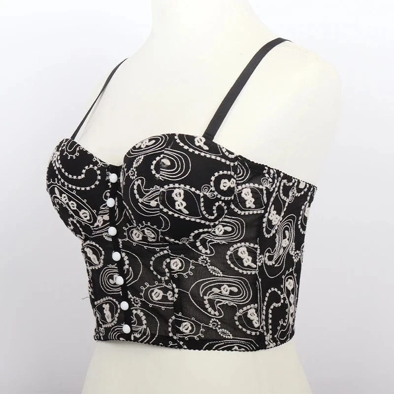 High Quality Ladies Floral embroidered corset tops,Soft and supple a Slim-fit corset for women