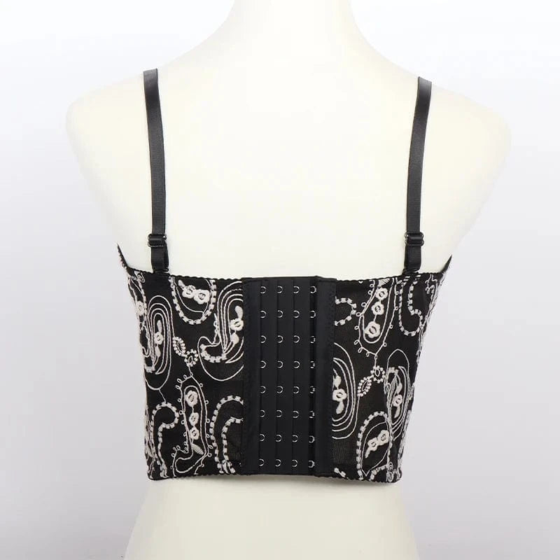 High Quality Ladies Floral embroidered corset tops,Soft and supple a Slim-fit corset for women