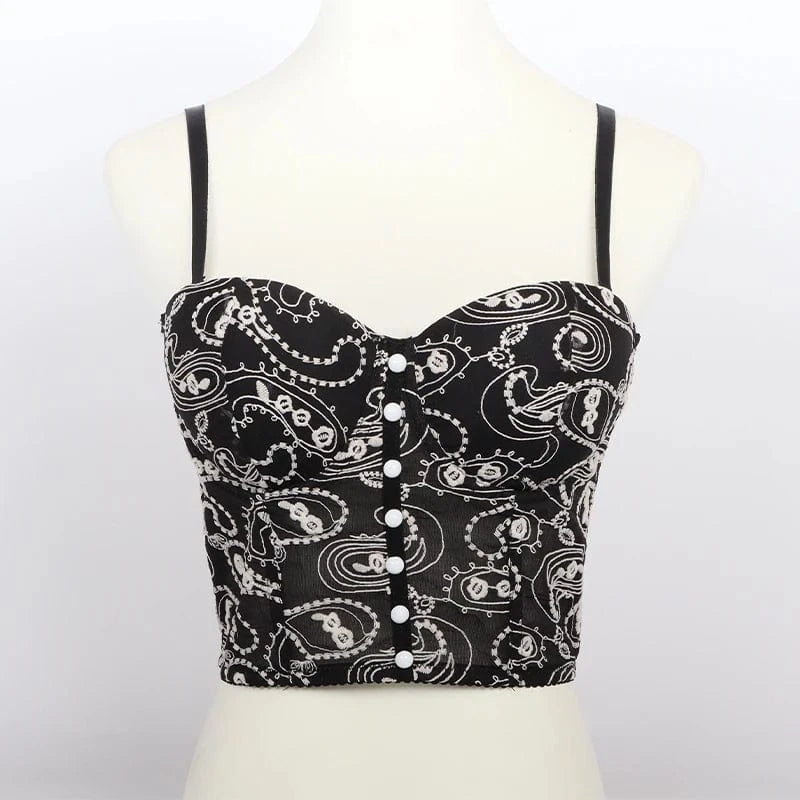 High Quality Ladies Floral embroidered corset tops,Soft and supple a Slim-fit corset for women
