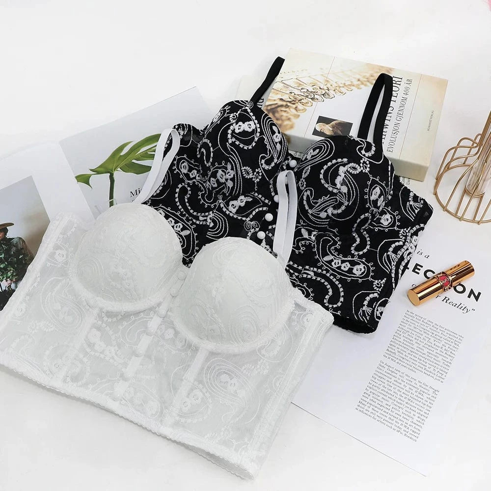 High Quality Ladies Floral embroidered corset tops,Soft and supple a Slim-fit corset for women