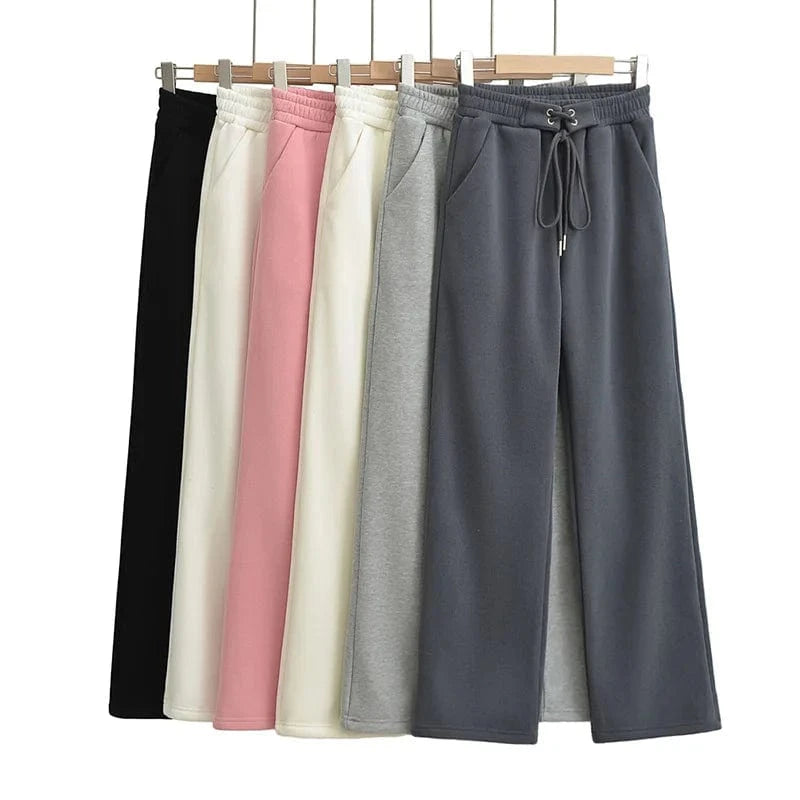 High Quality Loose Ladies Cotton Fleece Sweatpants Shoe Loop Waistband Sport Pants Female Trousers Women Joggers Pants