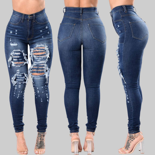 High-quality products plus size summer jeans for women ripped jeans women pants plus size