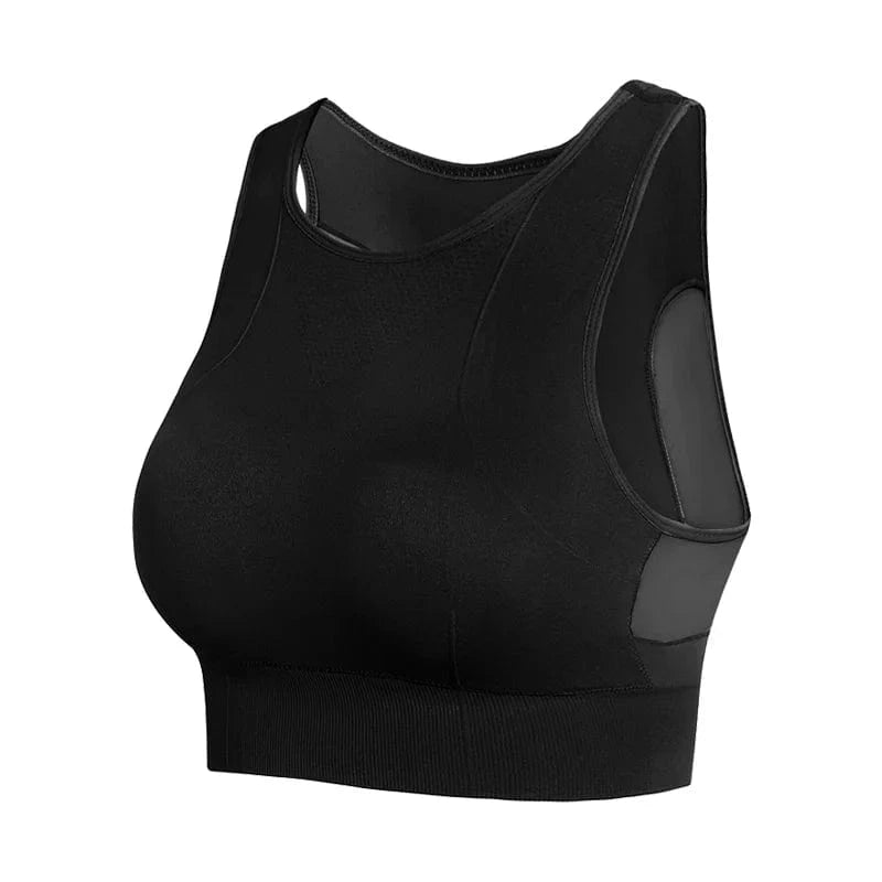 High Quality Raised Neckline Seamless Wireless Sujetador Deportivo Running Workout Yoga Bra Mesh Sports Bras Crop Top For Womens