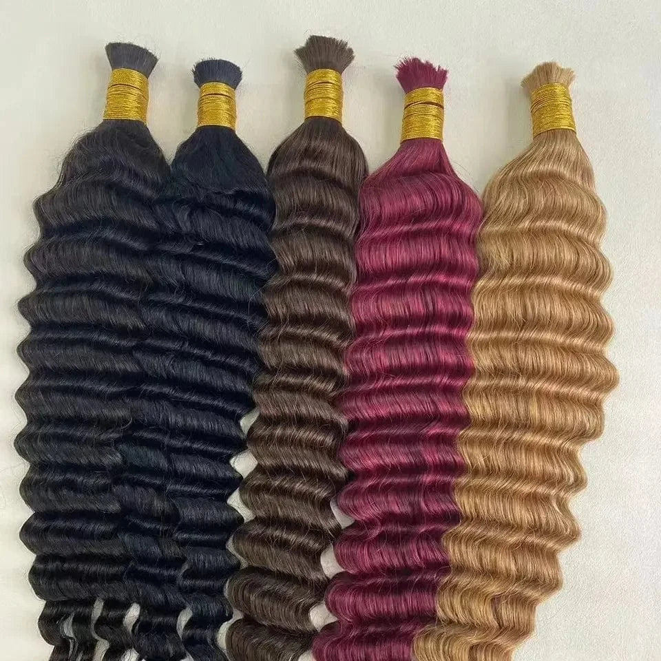 High quality raw extensions human braiding hair bulk no weft deep wave virgin hair