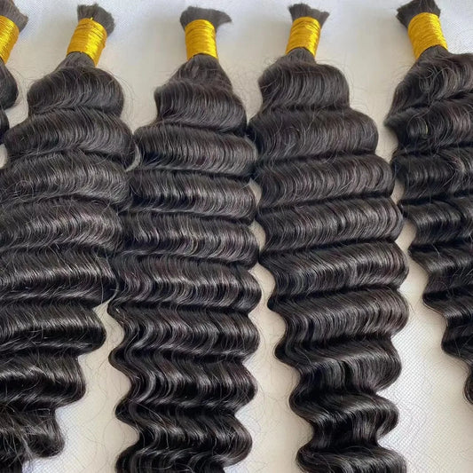 High quality raw extensions human braiding hair bulk no weft deep wave virgin hair