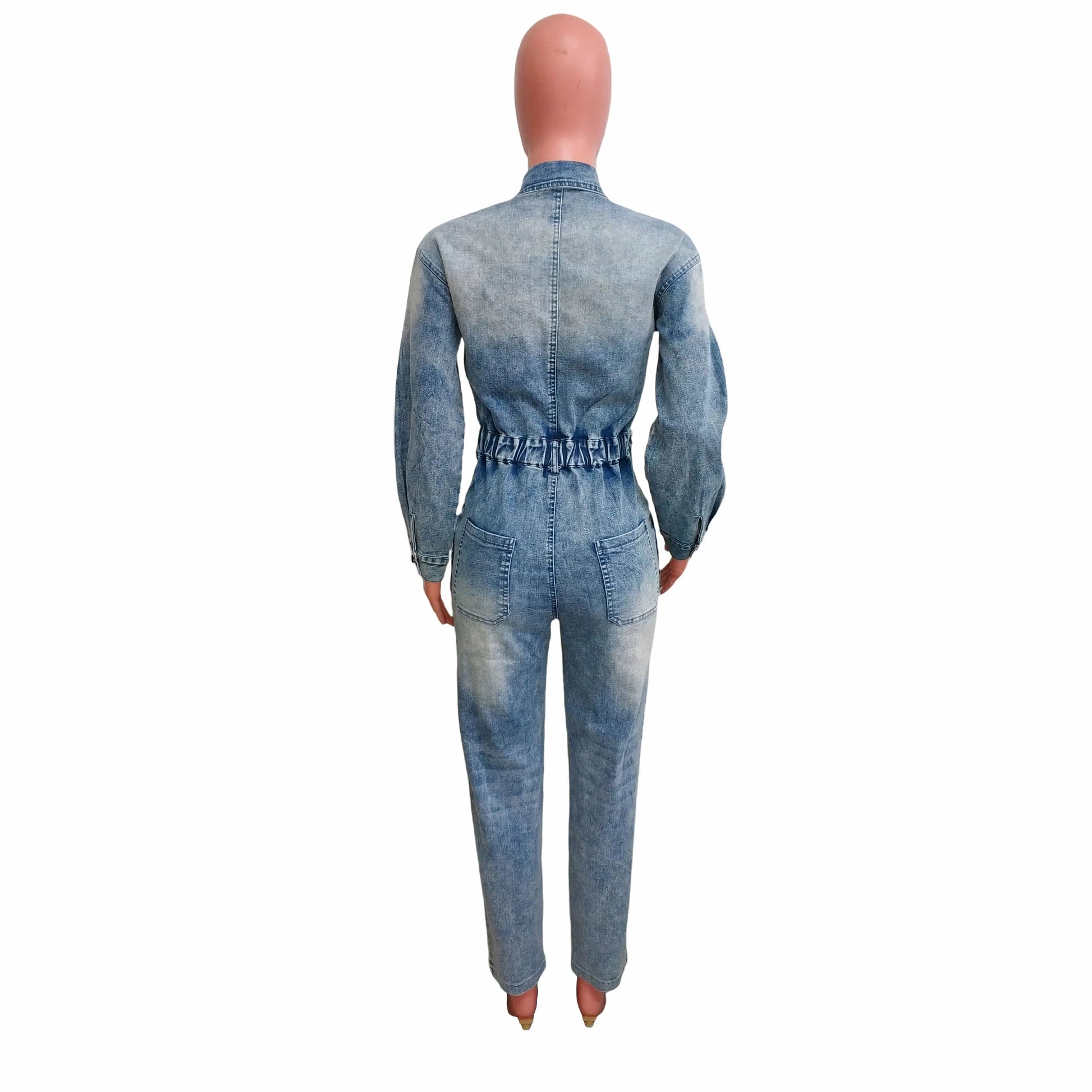 High Quality Ready To Ship Winter One Piece Long Sleeve Denim Jeans Jumpsuits Playsuits Bodysuits