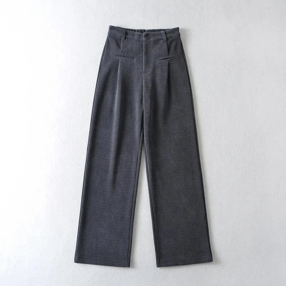 High Quality Thicken Corduroy Loose Casual Ladies Sweatpants Back Elastic Waistband Female Trousers Joggers Women