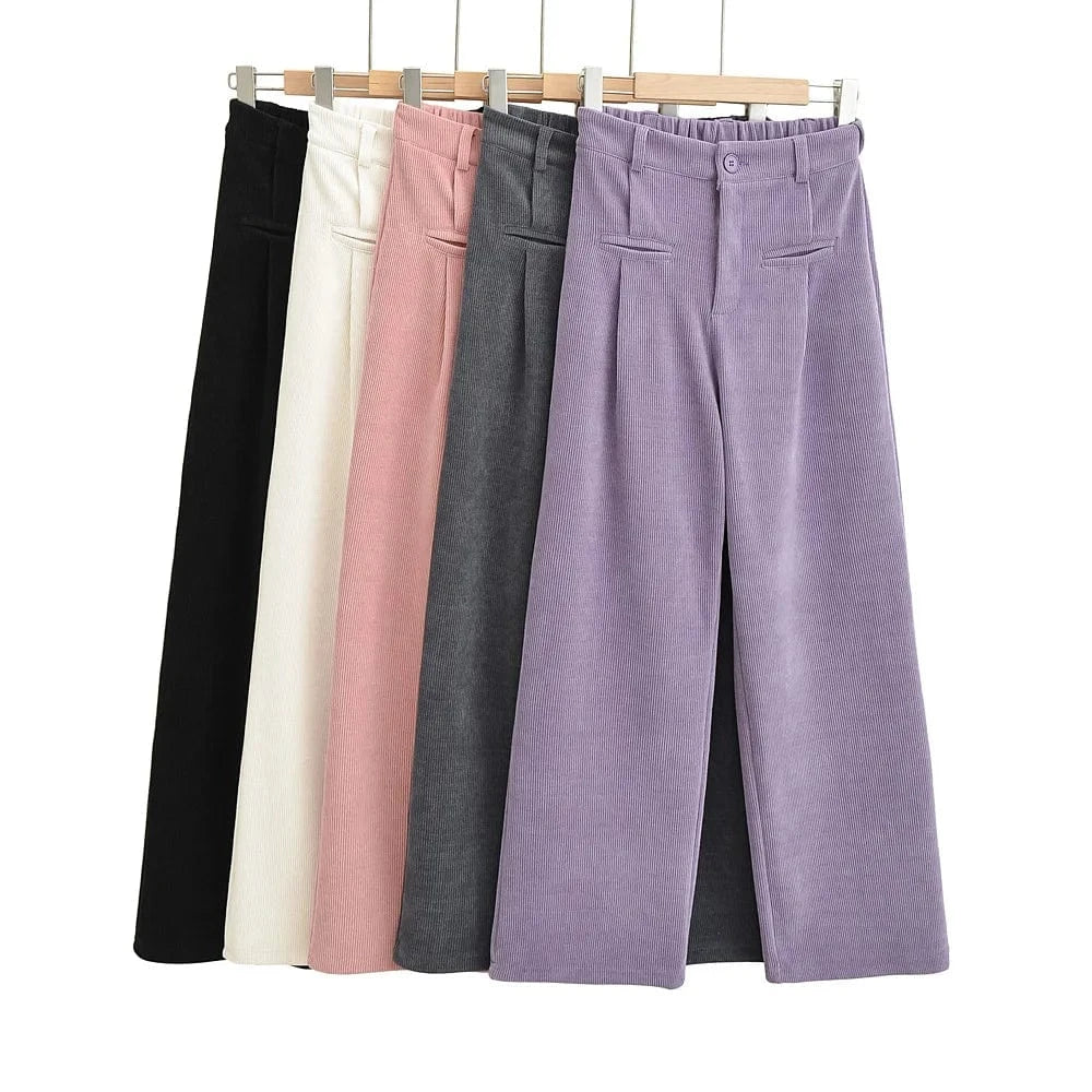 High Quality Thicken Corduroy Loose Casual Ladies Sweatpants Back Elastic Waistband Female Trousers Joggers Women
