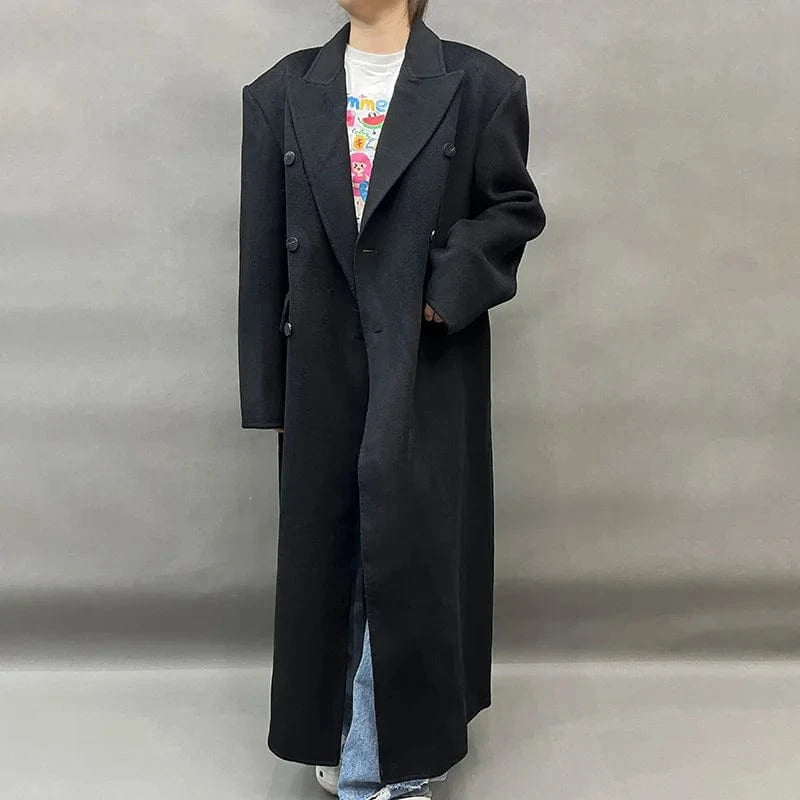 High Quality Turn Down Collar Elegant Wool Coats Women Luxury Double Sided Cashmere Coat