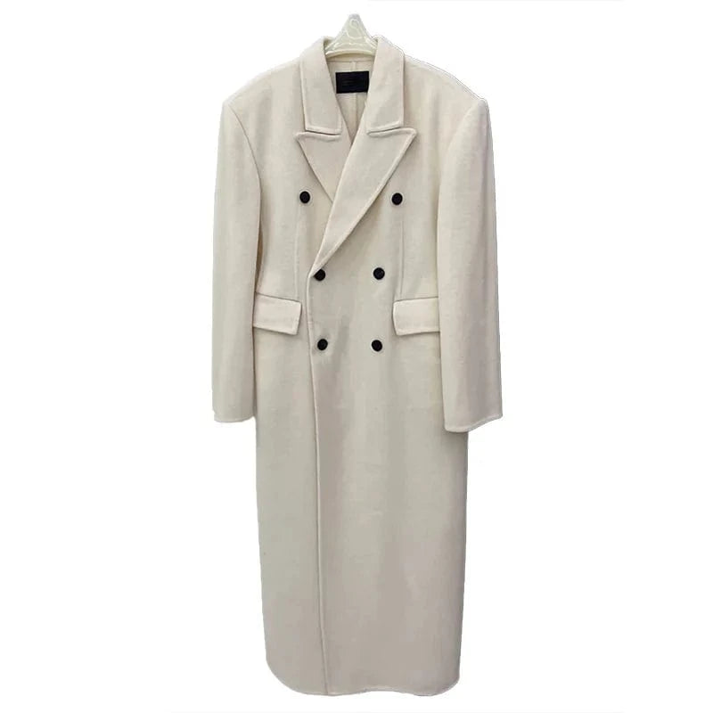 High Quality Turn Down Collar Elegant Wool Coats Women Luxury Double Sided Cashmere Coat