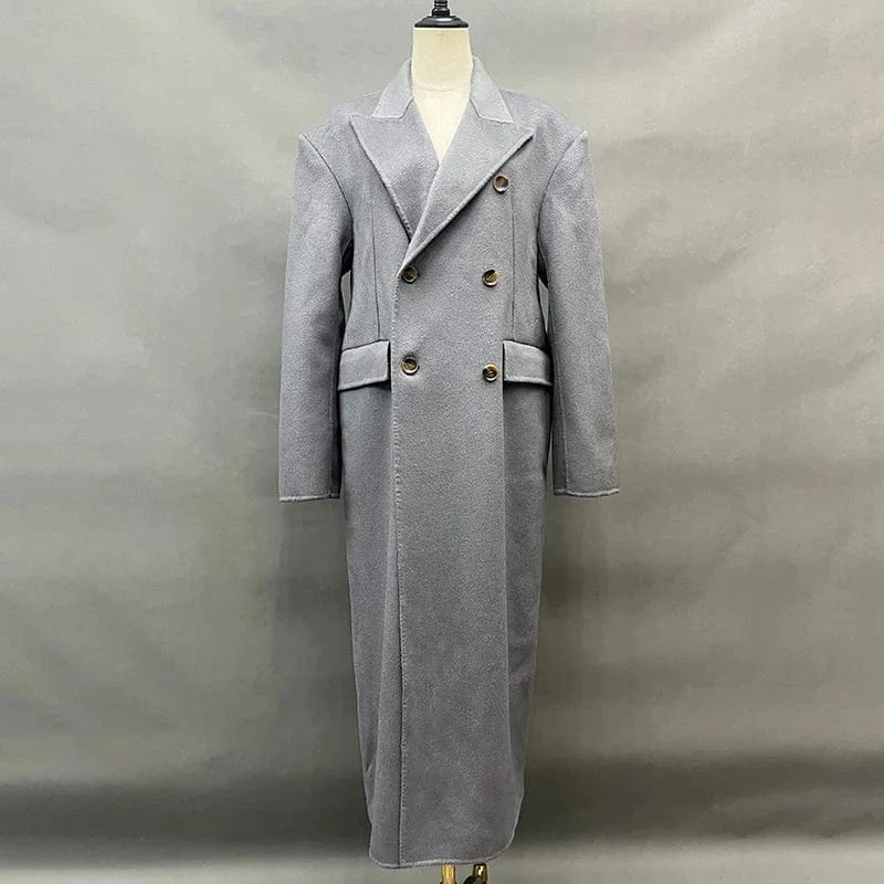 High Quality Turn Down Collar Elegant Wool Coats Women Luxury Double Sided Cashmere Coat
