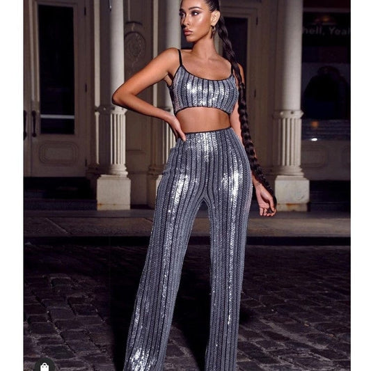 High Quality Two Pieces Set Celebrity Night Clubwear Evening Party 2 Piece Set