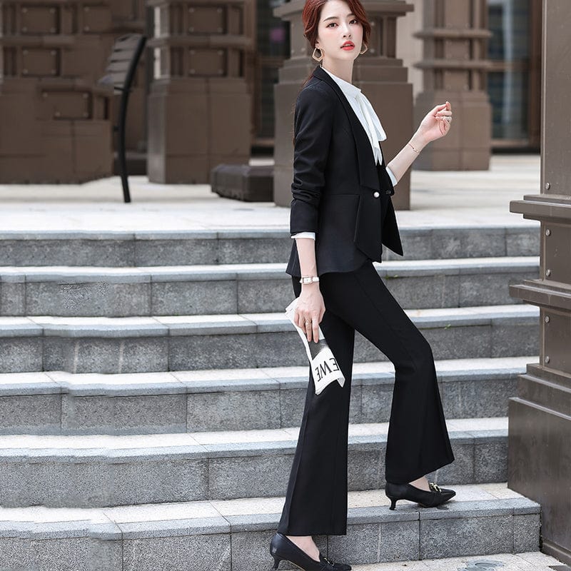High-quality Wholesale Hidden Breasted 2 Piece Suit Set for Women Business Office Lady Work Wear Formal Business Pink Pant Suits