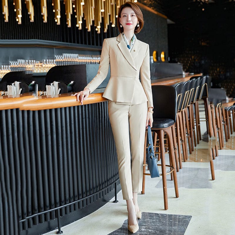 High-quality Wholesale Ruffles Business 2 Piece Suit Set for Women Clothes Suit Business Office Lady Work Wear Pant Suits