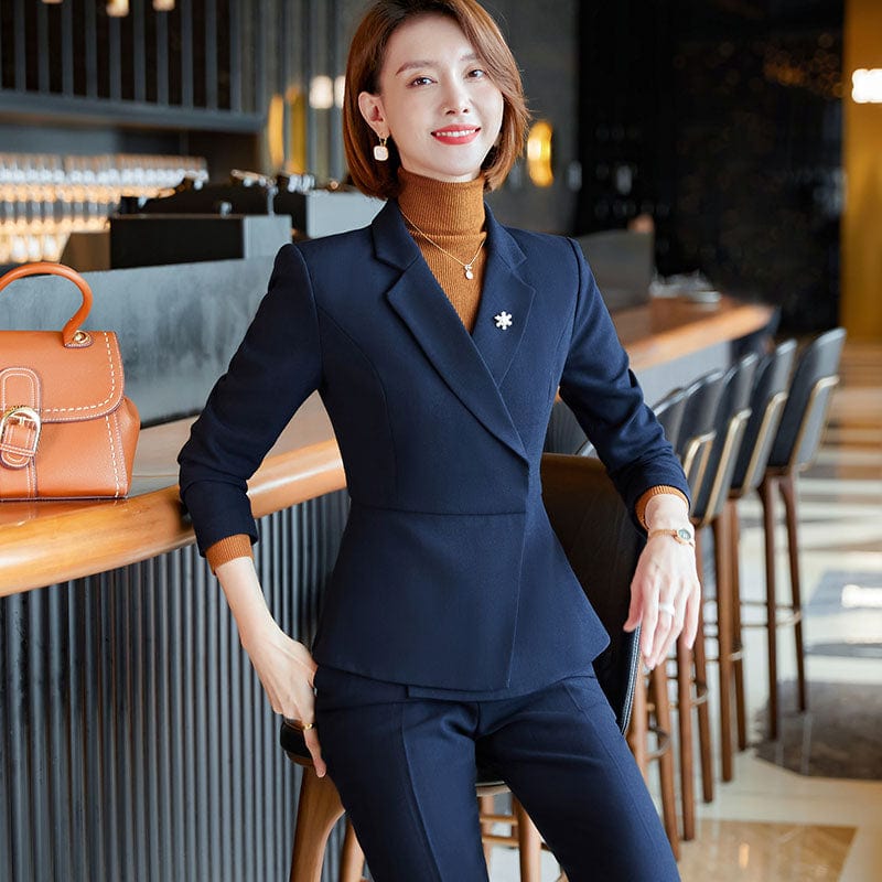 High-quality Wholesale Ruffles Business 2 Piece Suit Set for Women Clothes Suit Business Office Lady Work Wear Pant Suits