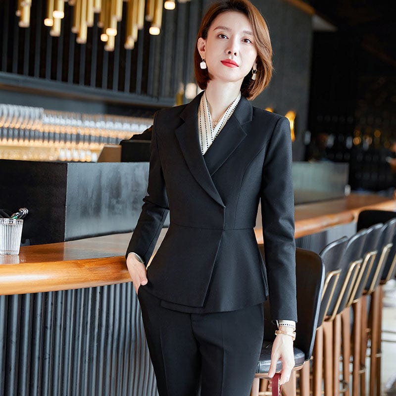 High-quality Wholesale Ruffles Business 2 Piece Suit Set for Women Clothes Suit Business Office Lady Work Wear Pant Suits
