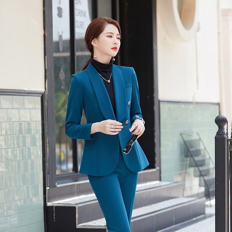High-quality Wholesale Shawl Collar 2 Piece Suit Set for Women Business Office Lady Work Wear Business One button Pant Suits