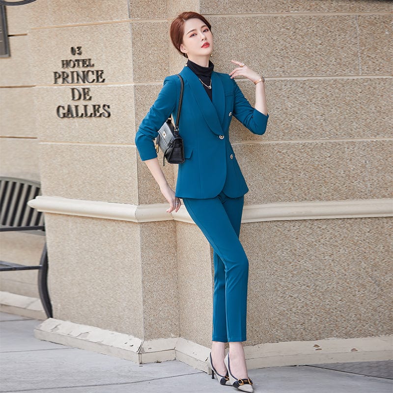 High-quality Wholesale Shawl Collar 2 Piece Suit Set for Women Business Office Lady Work Wear Business One button Pant Suits