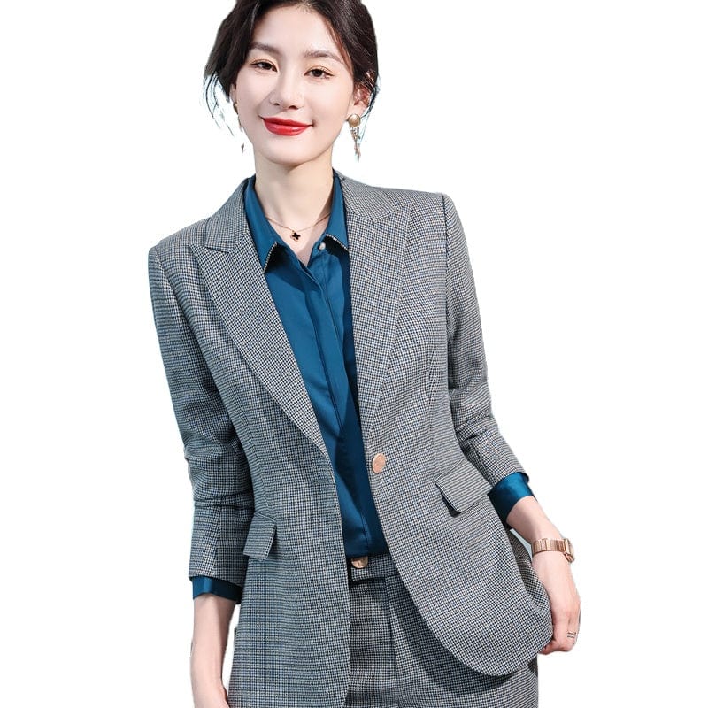 High-quality Wholesale Swallow Gird 2 Piece Suit Set for Women Clothes Suit Business Office Lady Work Wear Pant Suits