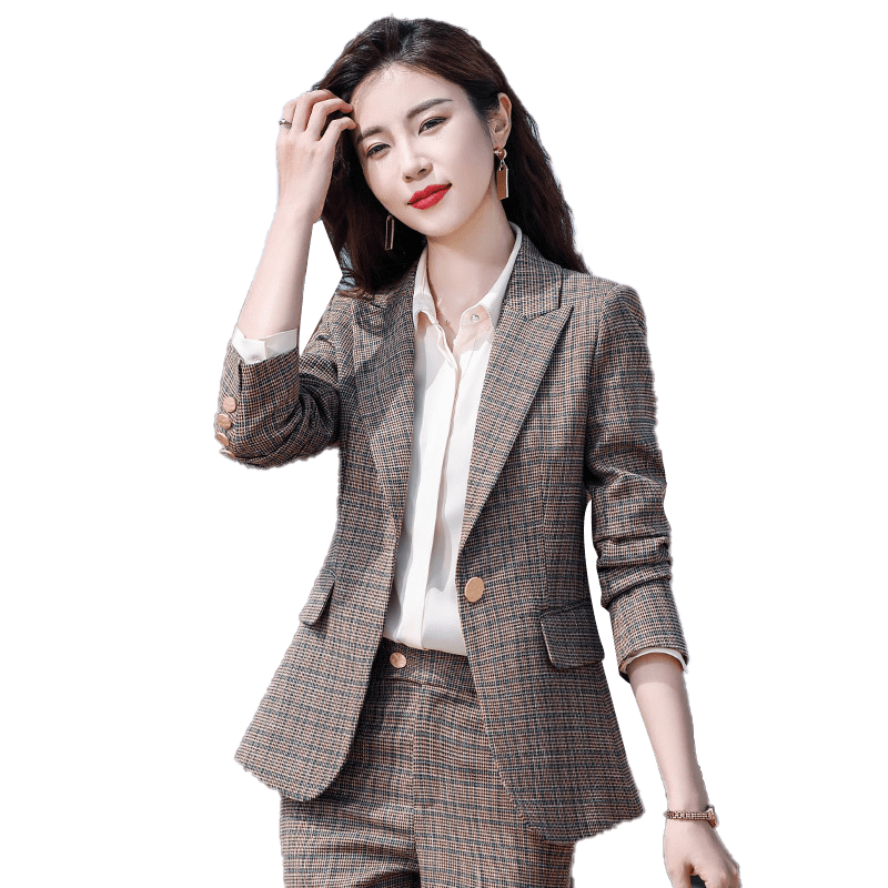 High-quality Wholesale Swallow Gird 2 Piece Suit Set for Women Clothes Suit Business Office Lady Work Wear Pant Suits