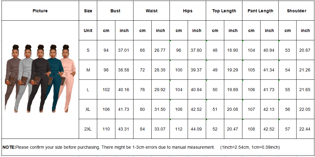 High Quality Woman 2 Piece Outfits Clothing Solid Color Joggers Pants Two Piece Pants Set