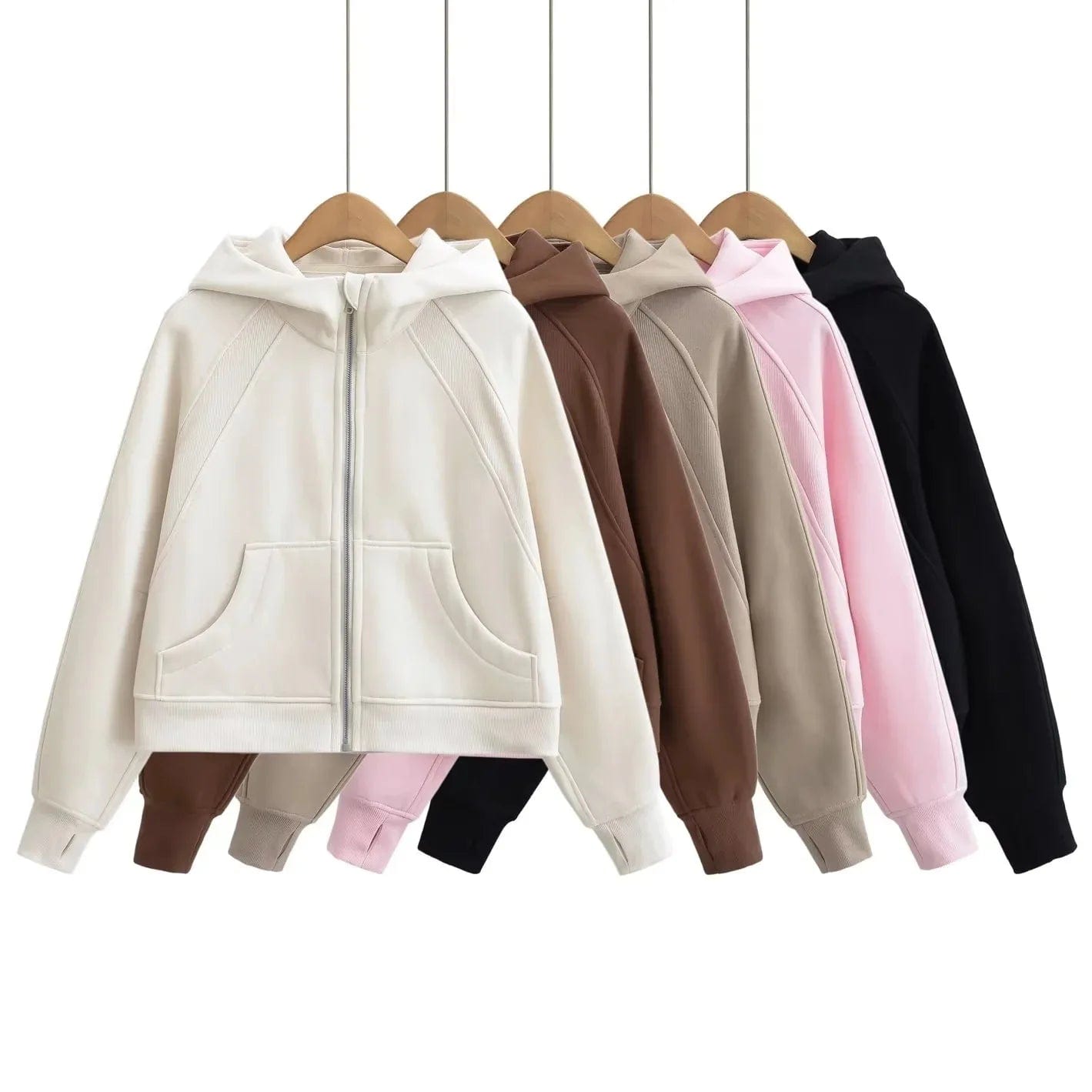 High Quality Women Blank Full Zip Up hoodies Gym winter coat Soft Fleece Lounge Cropped Zip Hoodie