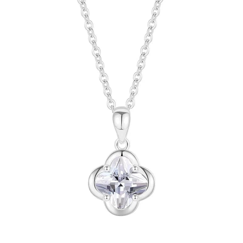 High Quality Women jewellery 925 Sterling Silver Four-Leaf Clover Pink Colored CZ Cubic Zircon Pendant S925 Necklace Jewelry