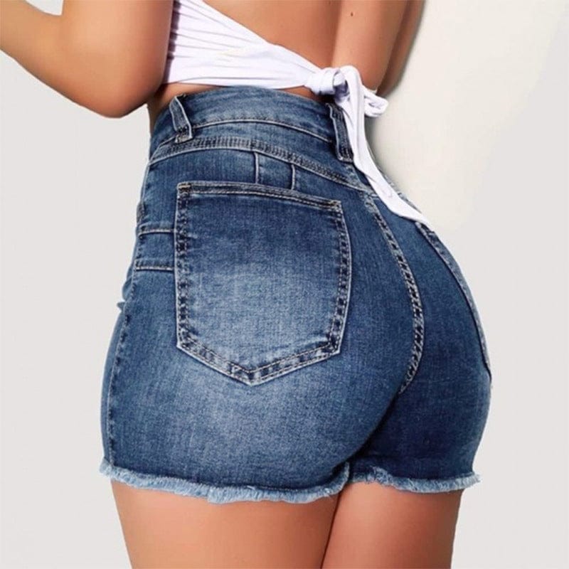 High Stretchy Skinny Jeans Women 2022 Summer Hot Selling Button Fly Ripped Jeans Women Cotton Jean Shorts