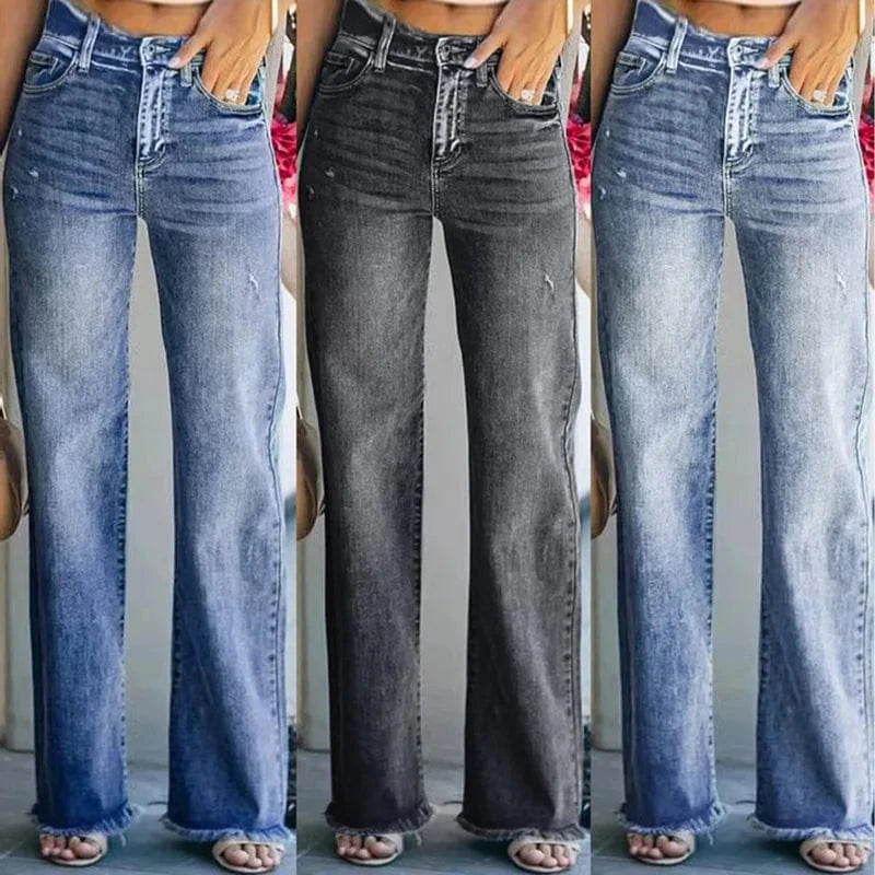 High Waist Straight Leg Vintage Denim Jeans
