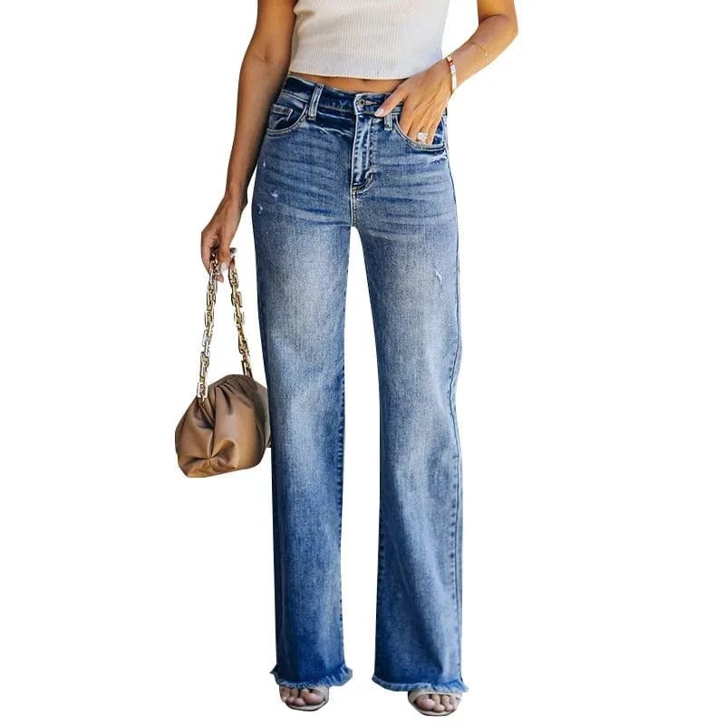 High Waist Straight Leg Vintage Denim Jeans