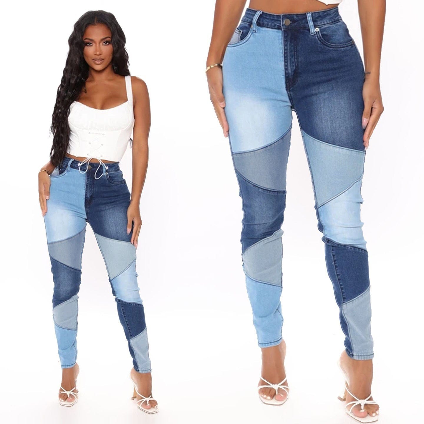High Waist Women Bottom Skinny Jeans Patchwork Streetwear Pants Tight Trousers Women Slim Denim Jeans 2022 New Casual Jean Pant