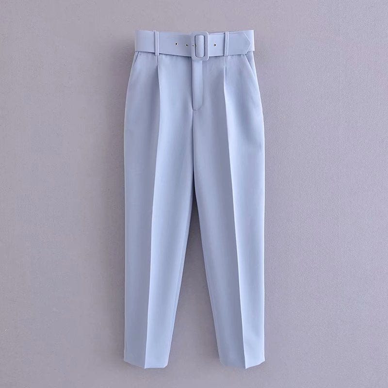 High waist women harem suit pants with matching belt casual formal office trousers for ladies