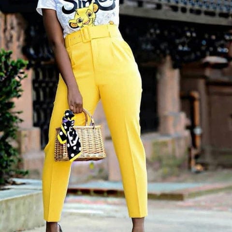 High waist women harem suit pants with matching belt casual formal office trousers for ladies