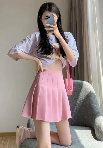 High Waisted Short Pleated Student Summer Skirts Women Sportswear Mini Pleated Women's Skirts