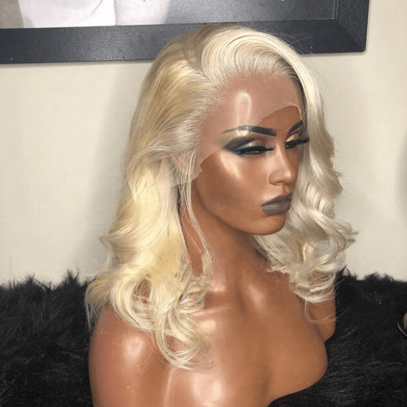 Highknight Pre Plucked Swiss Lace Front BOB Wigs Transparent 613 Blonde Color Natural Wave Lace Front BOB Wig For Black Woman