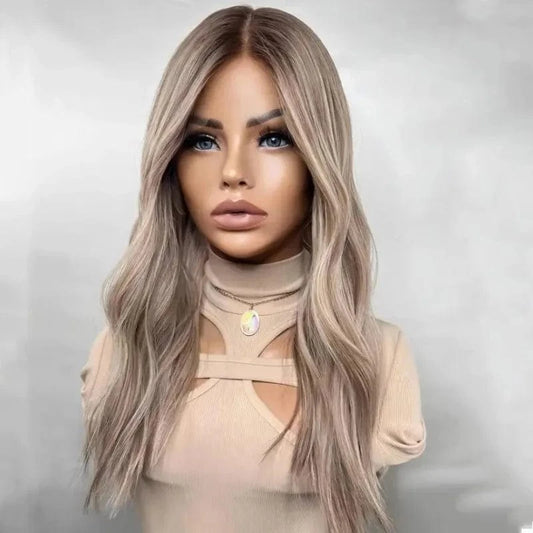 Highlight Ash Blonde Human Hair Wigs Natural Wave Ombre Blonde Colored HD Transparent Lace Front Wigs Glueless European Lace Wig