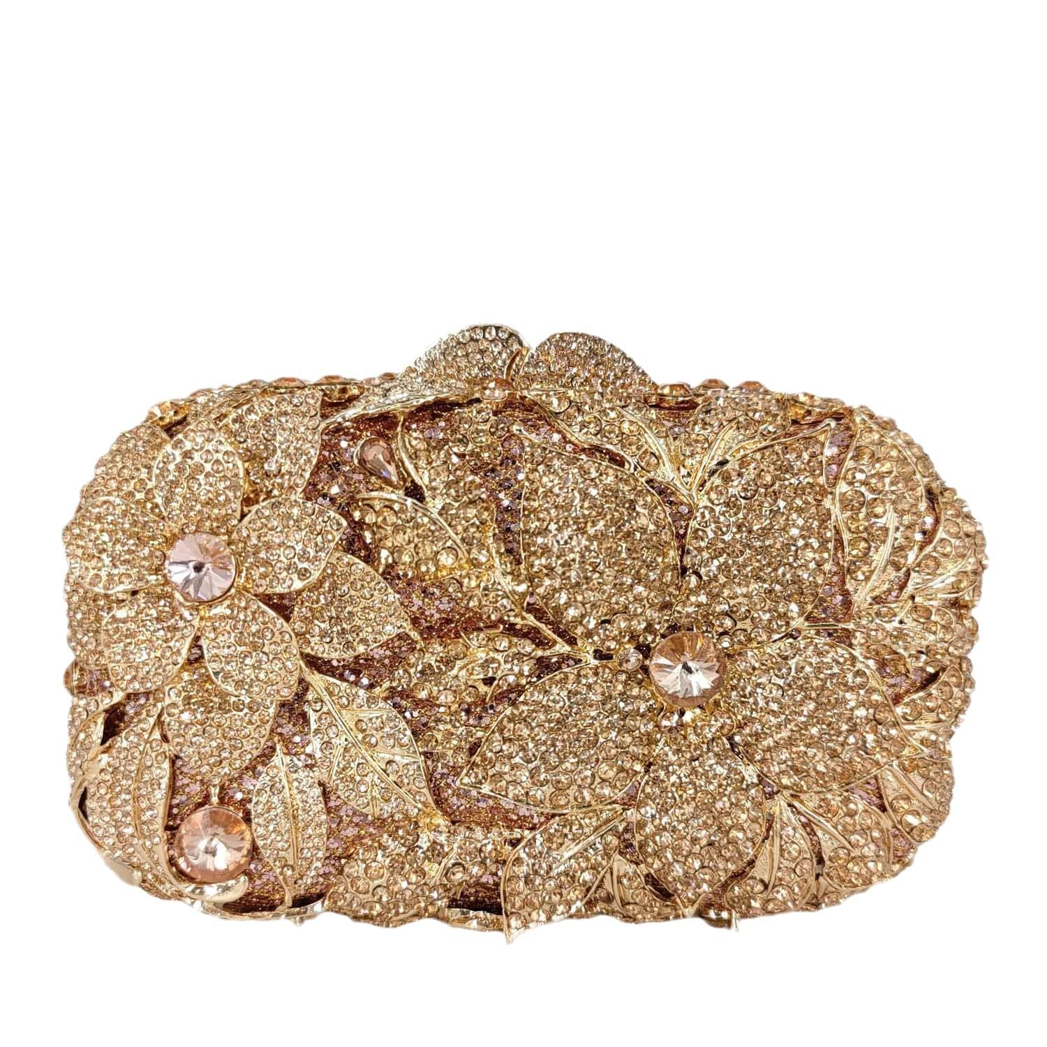 Hollow Out Diamond Handbag Woman's Crystal Evening Bags Luxury Metal Frame Flower Clutch Bag Purse for Female