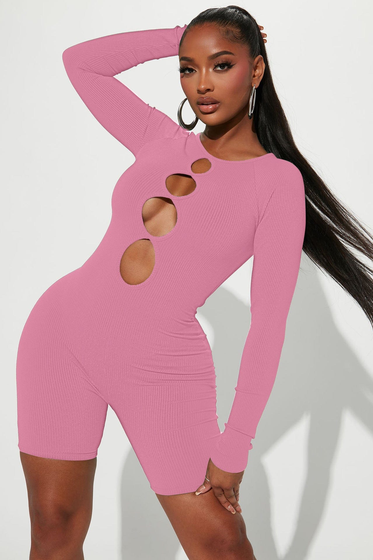 Hollow out Short One Piece Jumpsuit Women Autumn Ribbed Bodysuit Rompers for Sexy Ladies Womens Playsuit &Jumpsuit