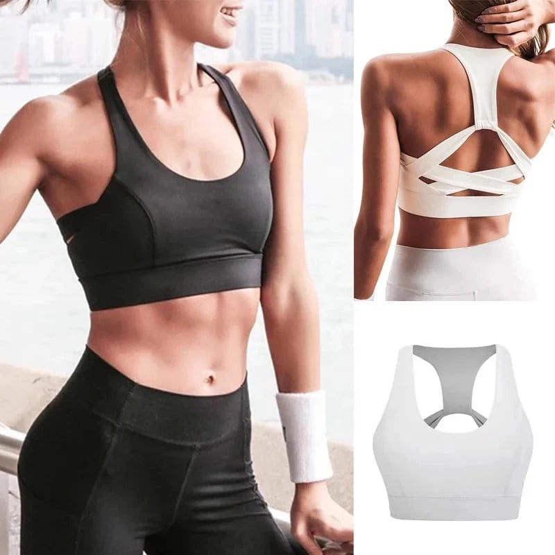 Hollow Stretch Fit Wirefree Sujetador Deportivo Running Workout Gym Fitness Yoga Bra High Impact Backless Sports Bras For Womens
