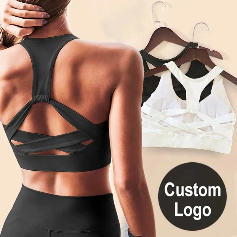 Hollow Stretch Fit Wirefree Sujetador Deportivo Running Workout Gym Fitness Yoga Bra High Impact Backless Sports Bras For Womens