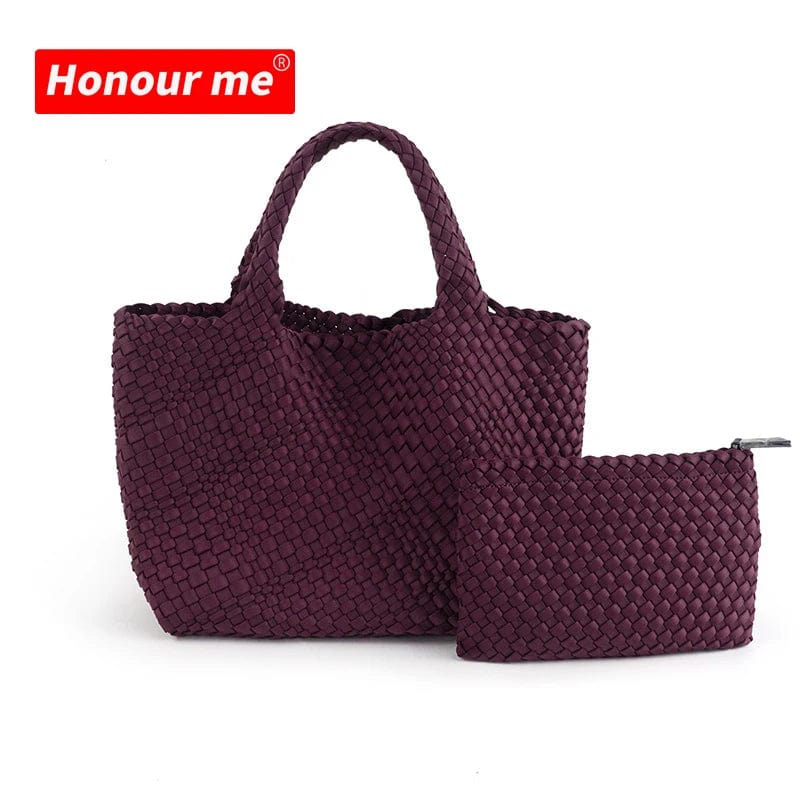 HONOUR ME Woven Neoprene Bag Hand-knitted Beach Tote Bags Hand Make bag