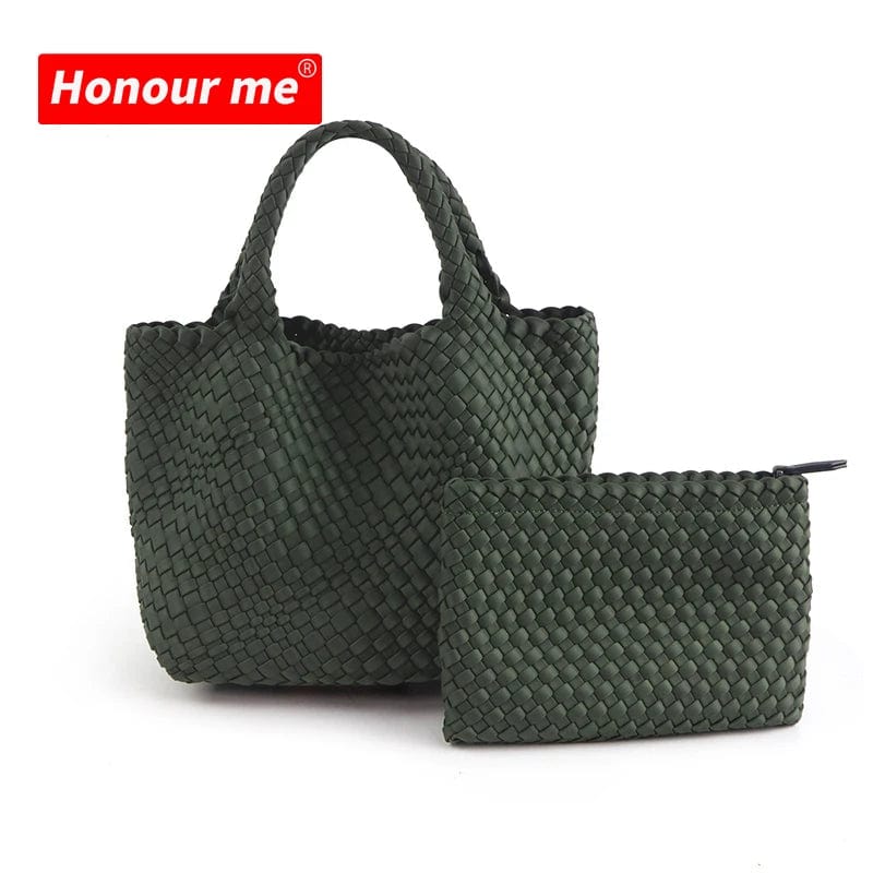 HONOUR ME Woven Neoprene Bag Hand-knitted Beach Tote Bags Hand Make bag