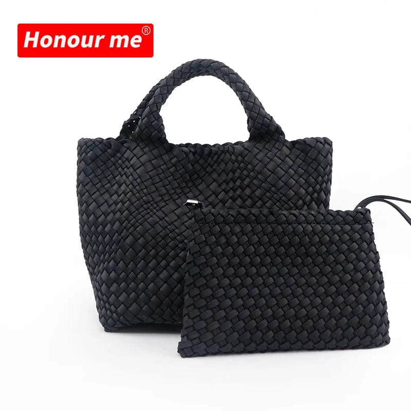 HONOUR ME Woven Neoprene Bag Hand-knitted Beach Tote Bags Hand Make bag