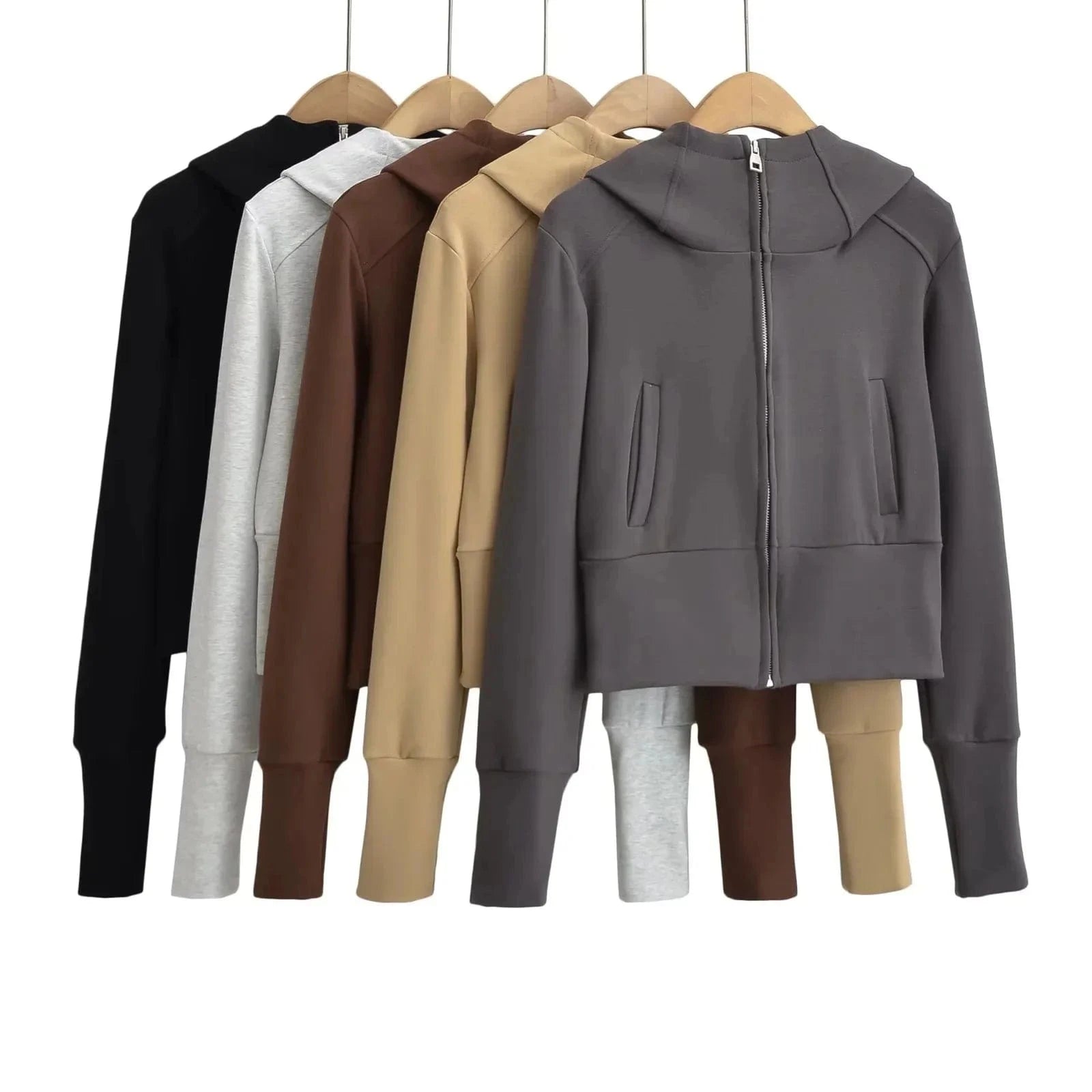 Hoodie manufacturers Custom logo Thumb hole Extra Rib cuff Fully zip Up  Women's hoodie sweatshirt for Gym Sport wear