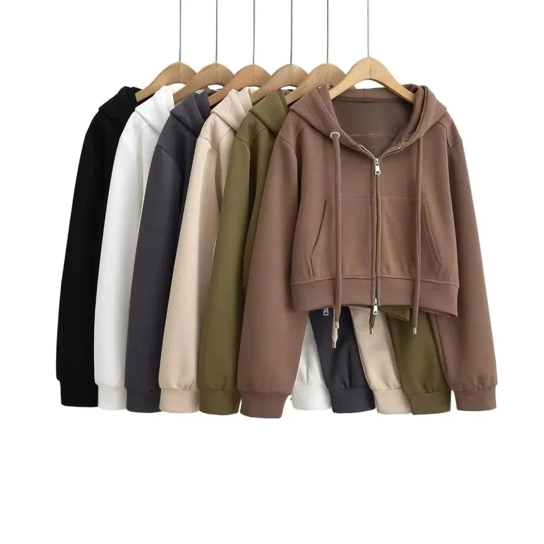 Hoodie Manufactures High quality custom Crop Zip up hoodies for women comfy cotton new style sweatshirt