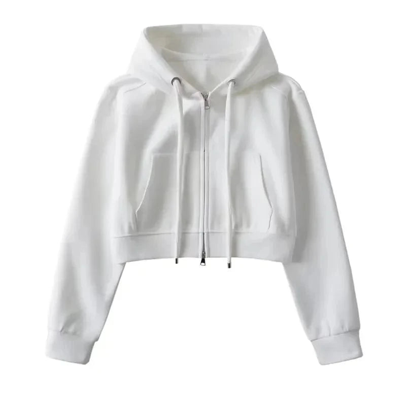 Hoodie Manufactures High quality custom Crop Zip up hoodies for women comfy cotton new style sweatshirt