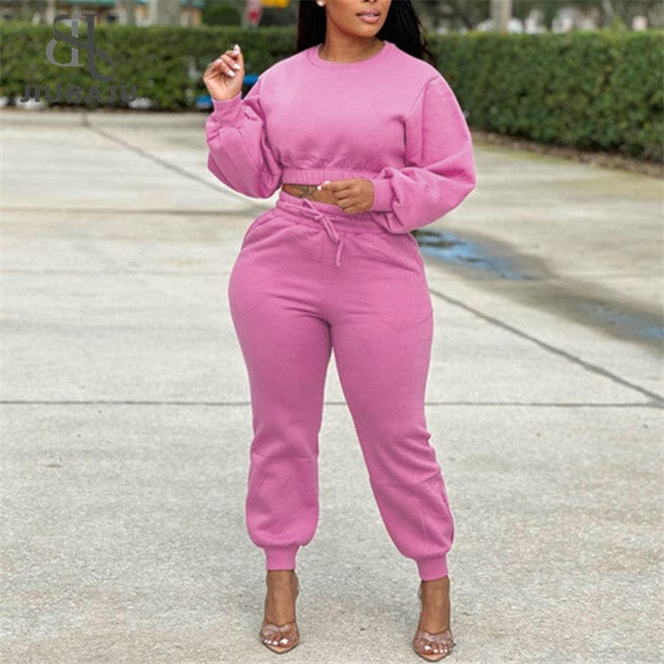 Hoodies Sweatshirt Tracksuit Fashion Soild Long Sleeve Sweatpants Female Joggers Women 2 Piece Sets