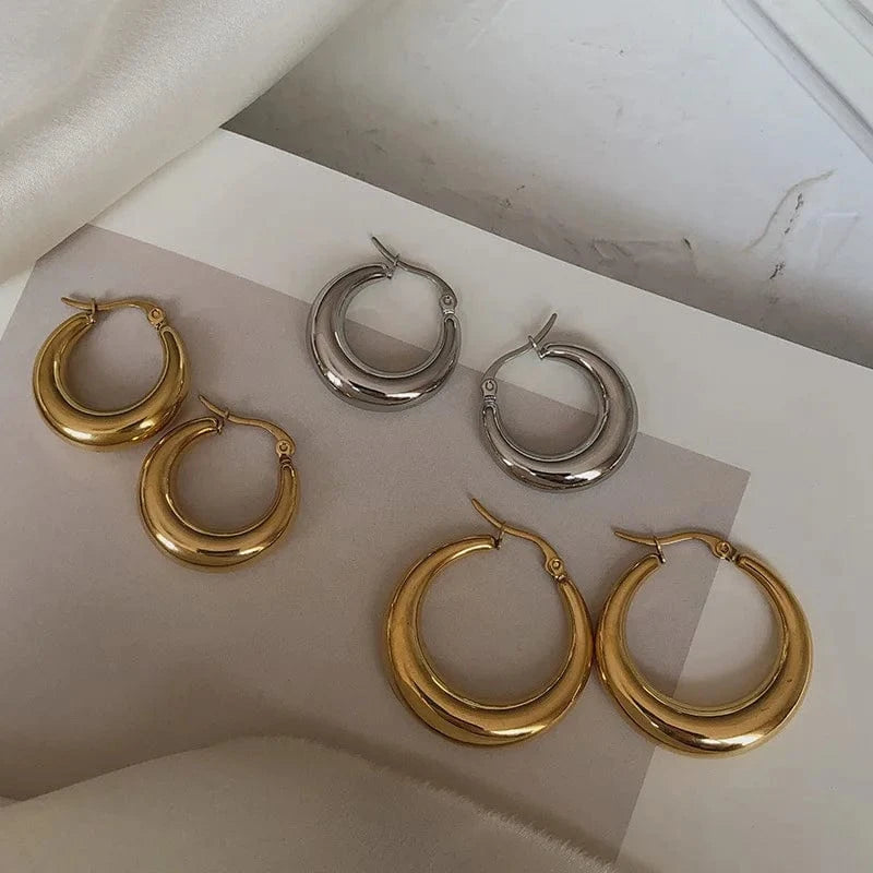 Hoop  18k gold plated copper earrings fashion jewelry earrings silver round high quality gold hoop earrings